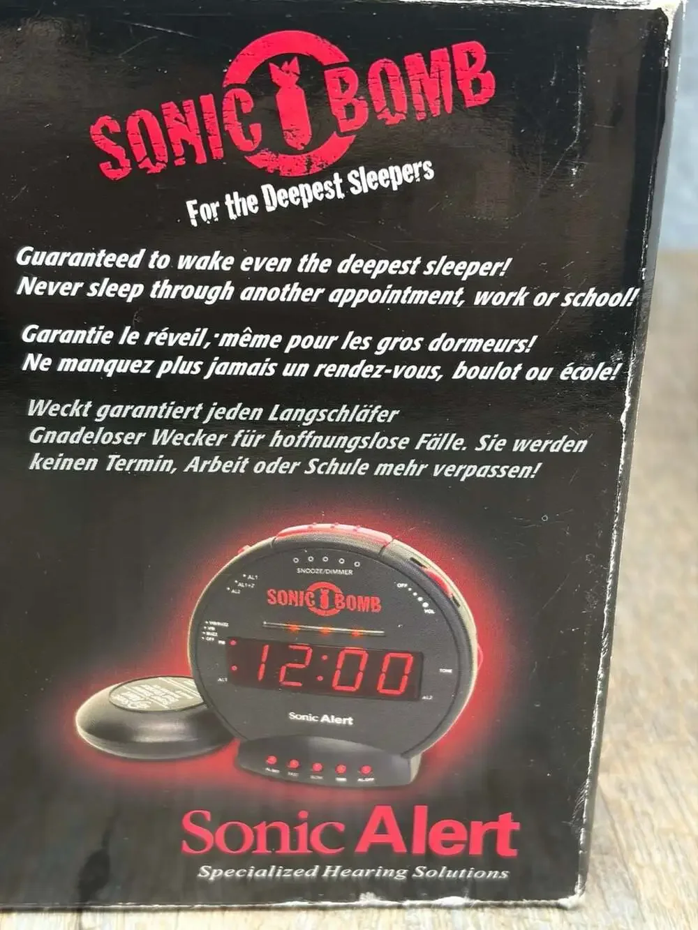 Sonic Bomb Dual Extra Loud Alarm Clock with Bed Shaker, Black |  Vibrating Alarm